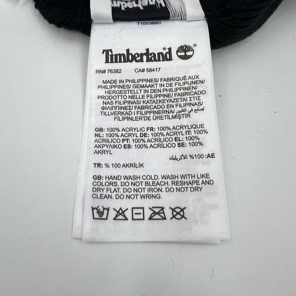 TIMBERLAND BLACK BEANIE, UNISEX, ONE SIZE FITS ALL, BEANIE WITH GREY ON THE CUFF - Picture 15 of 15